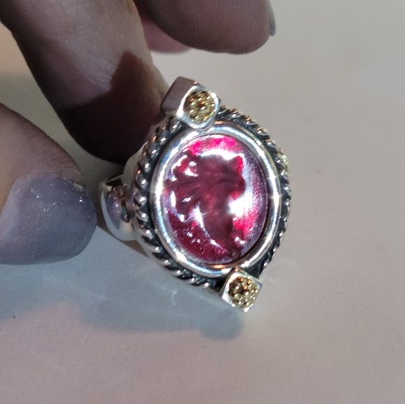 Tagliamonte intaglio cupid ring. 925 SS, 14kt gold - Picture 3 of 8